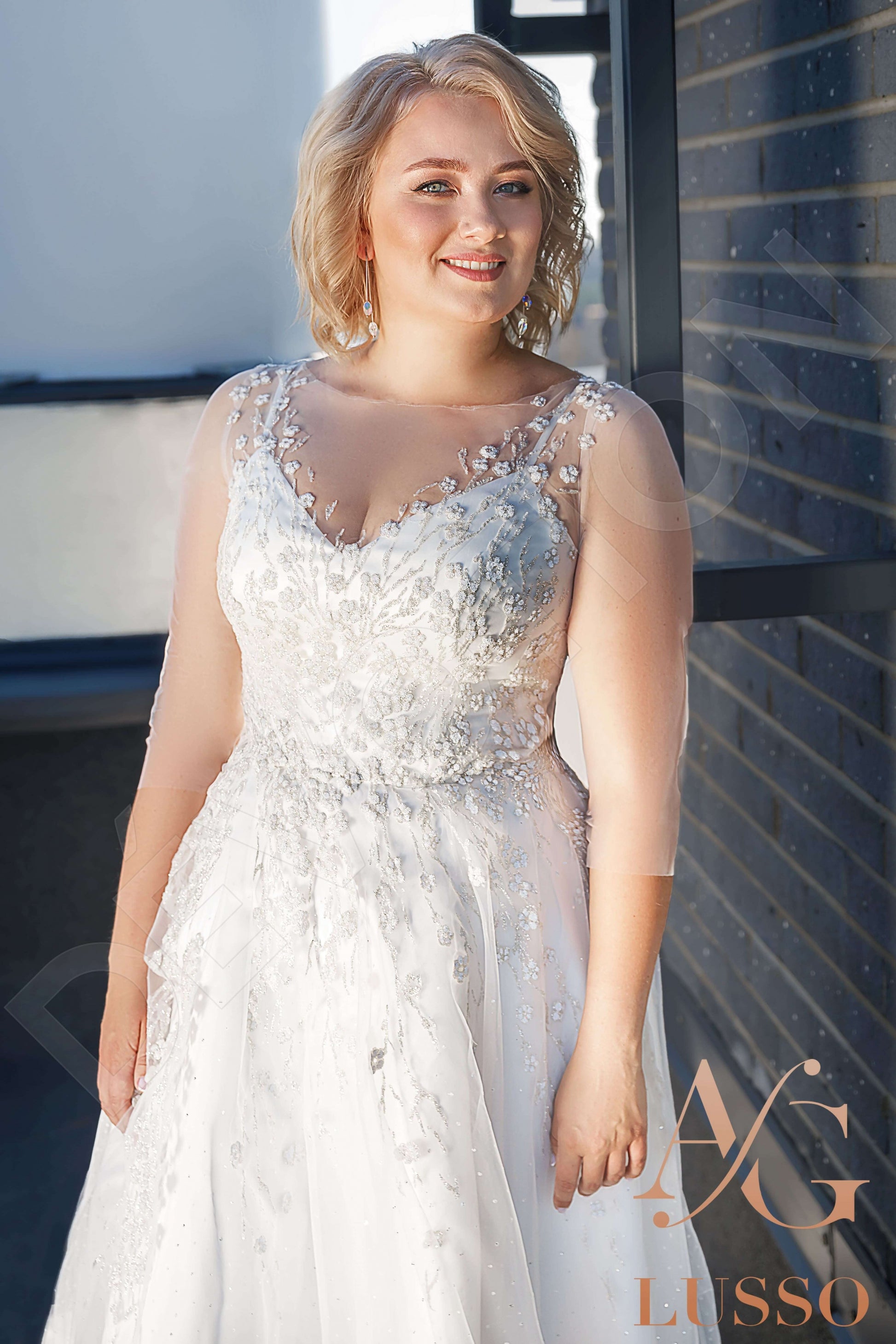 Manya A-line Jewel Ivory Wedding dress