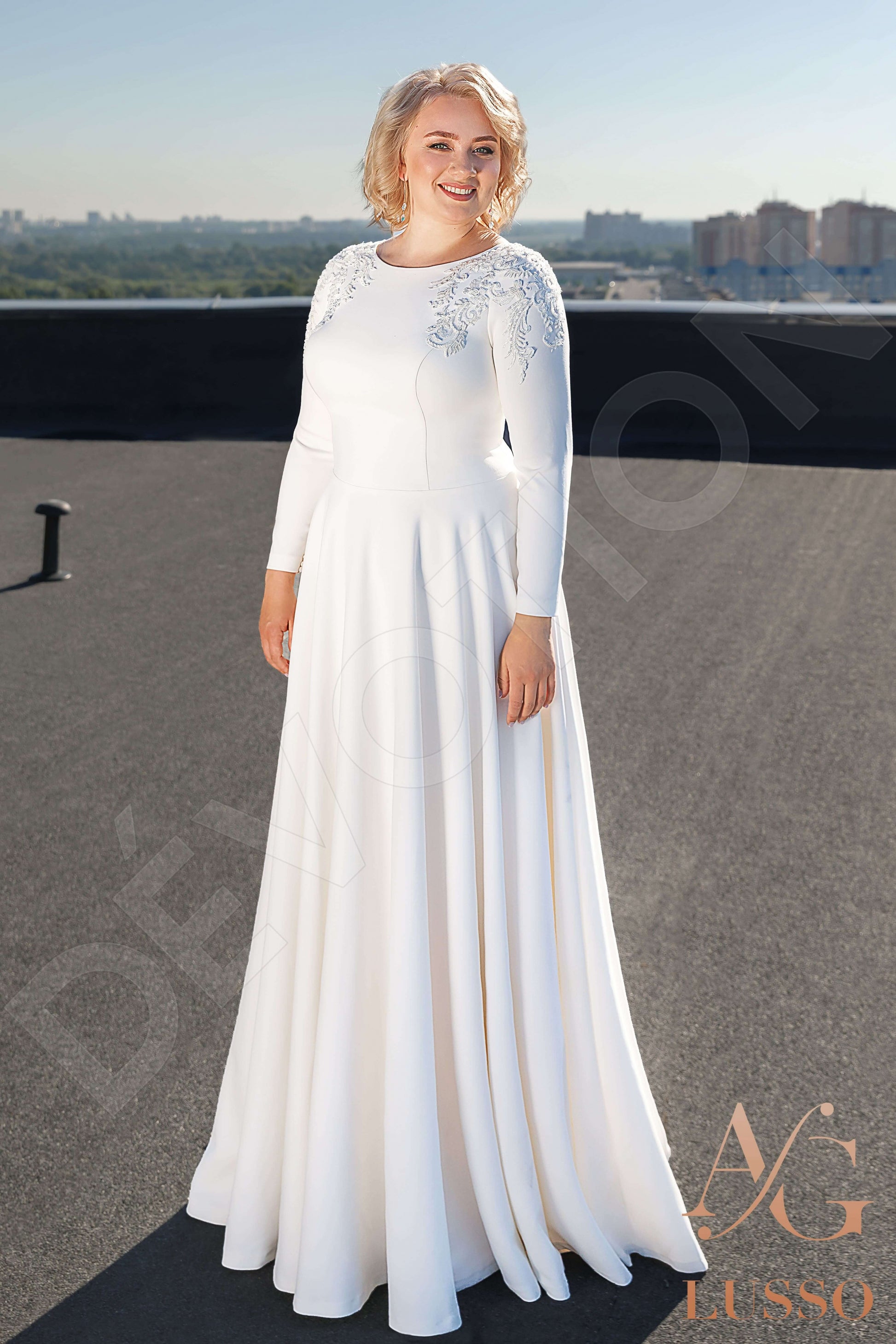 Lucinda A-line Jewel Ivory Wedding dress