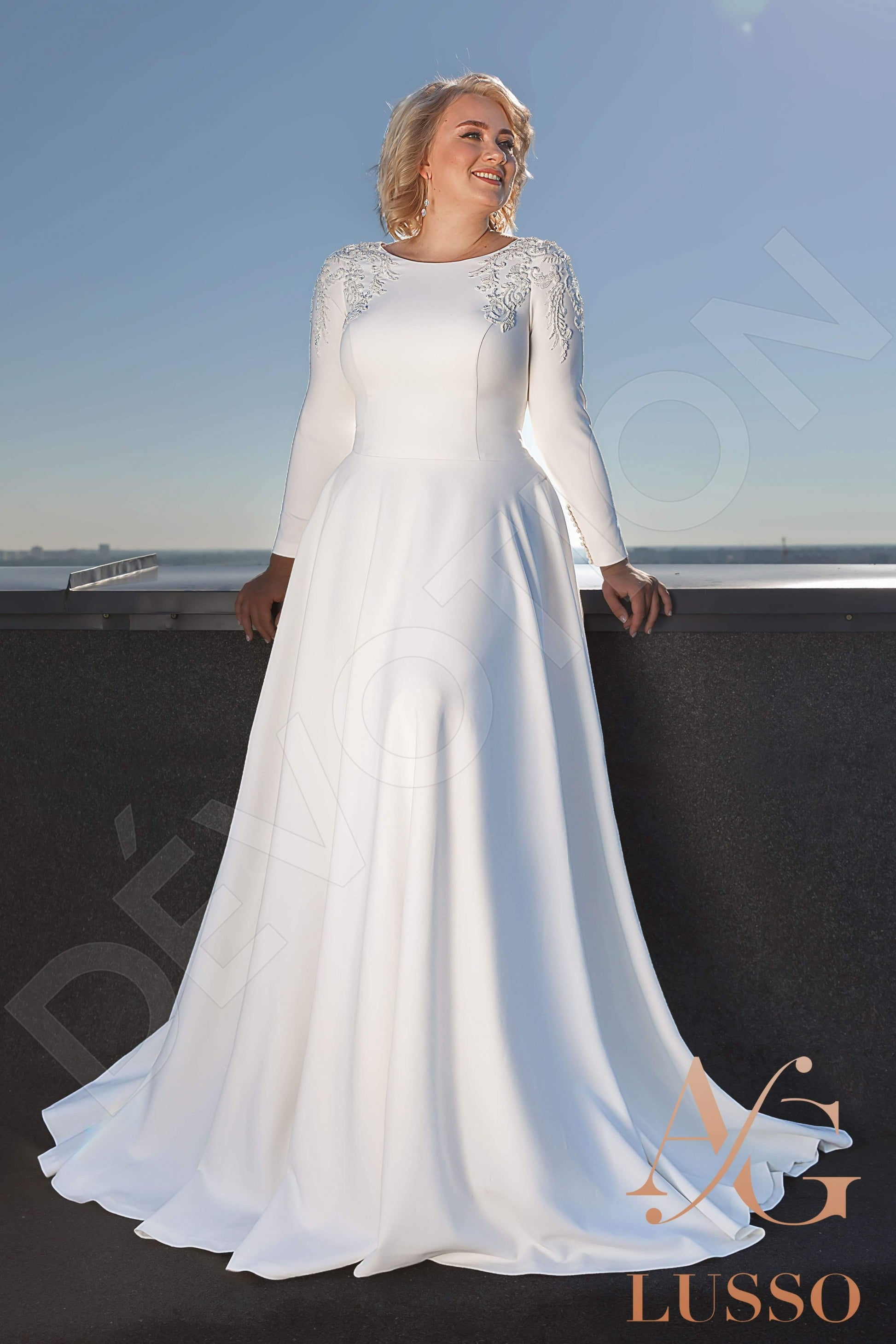 Lucinda A-line Jewel Ivory Wedding dress