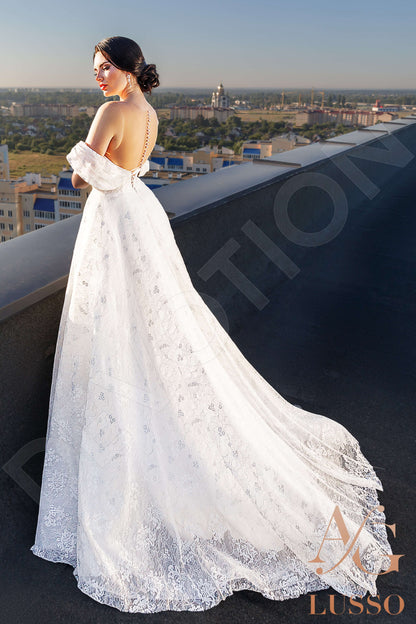 Kiley Illusion back A-line Detachable sleeves Wedding Dress Back