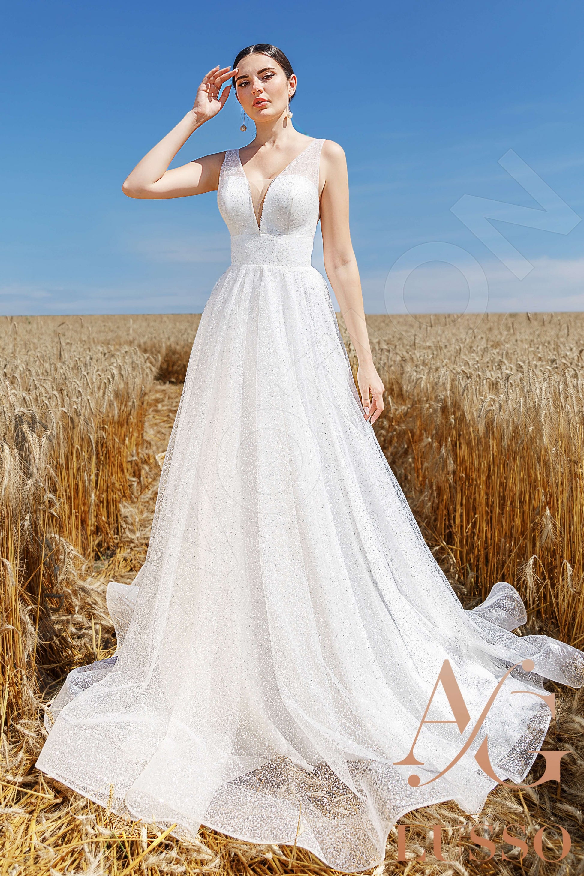 Gigi A-line V-neck Ivory Wedding dress