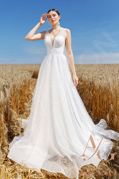 Gigi Open back A-line Sleeveless Wedding Dress Front