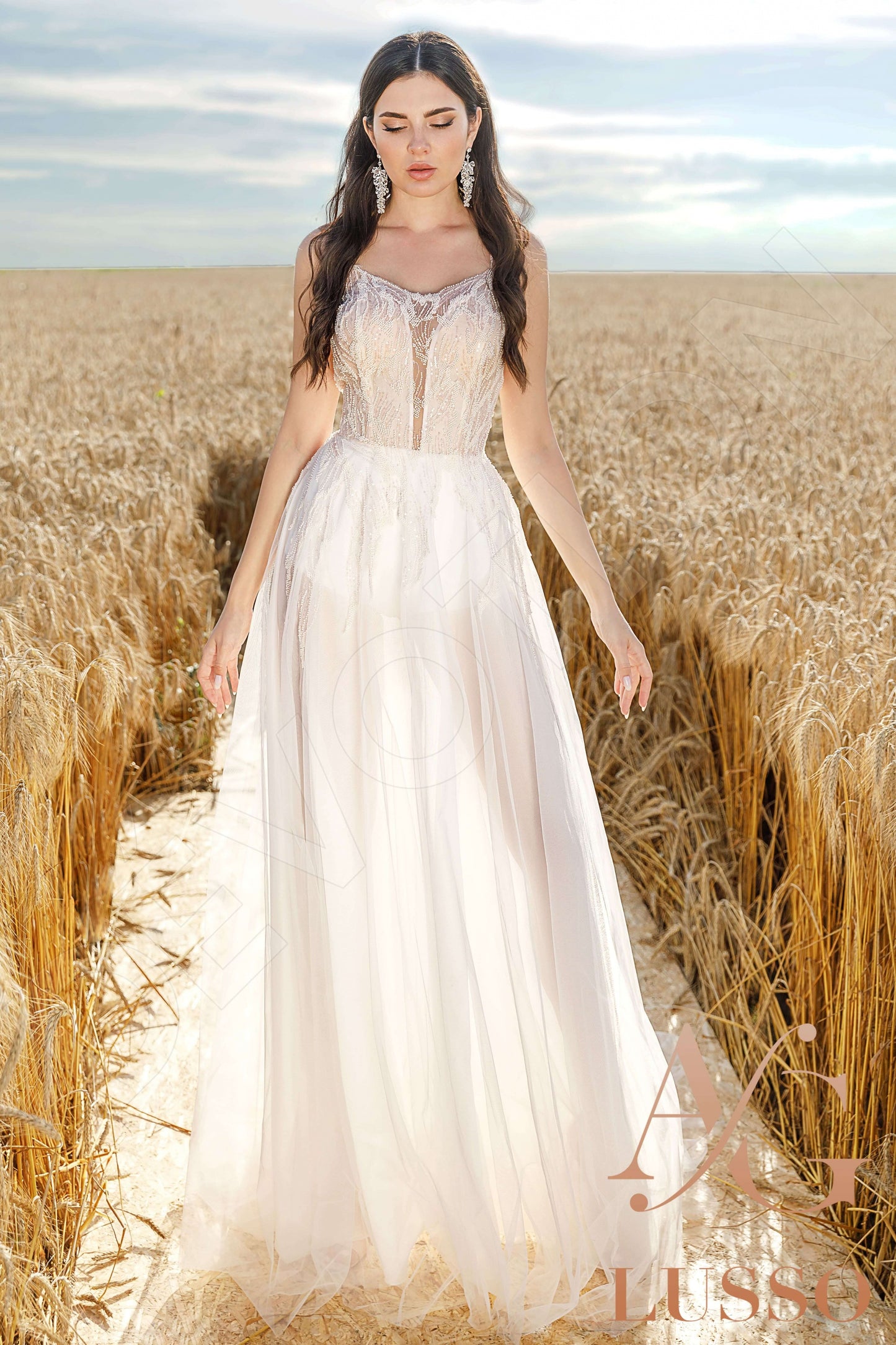 Ariellia Open back A-line Straps Wedding Dress Front