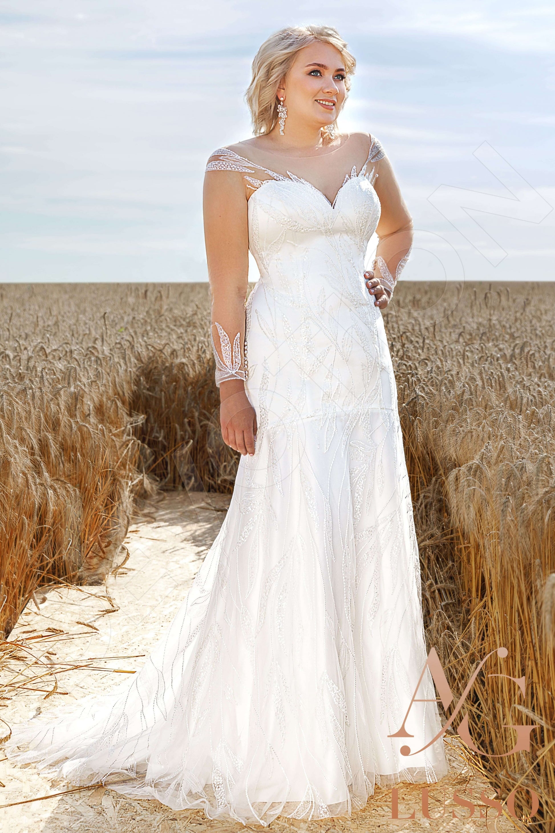 Buna Trumpet/Mermaid Jewel Ivory Wedding dress