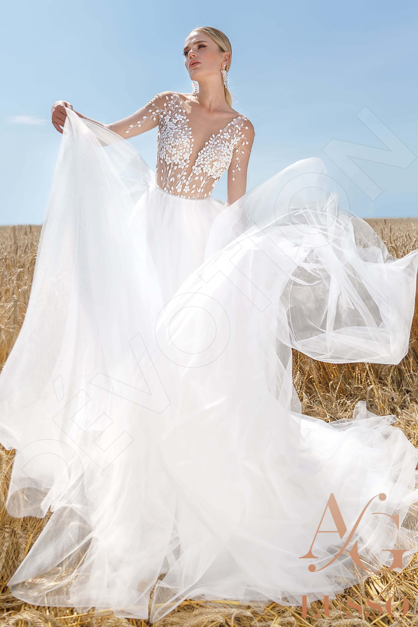 Aubrey Open back A-line Long sleeve Wedding Dress Front