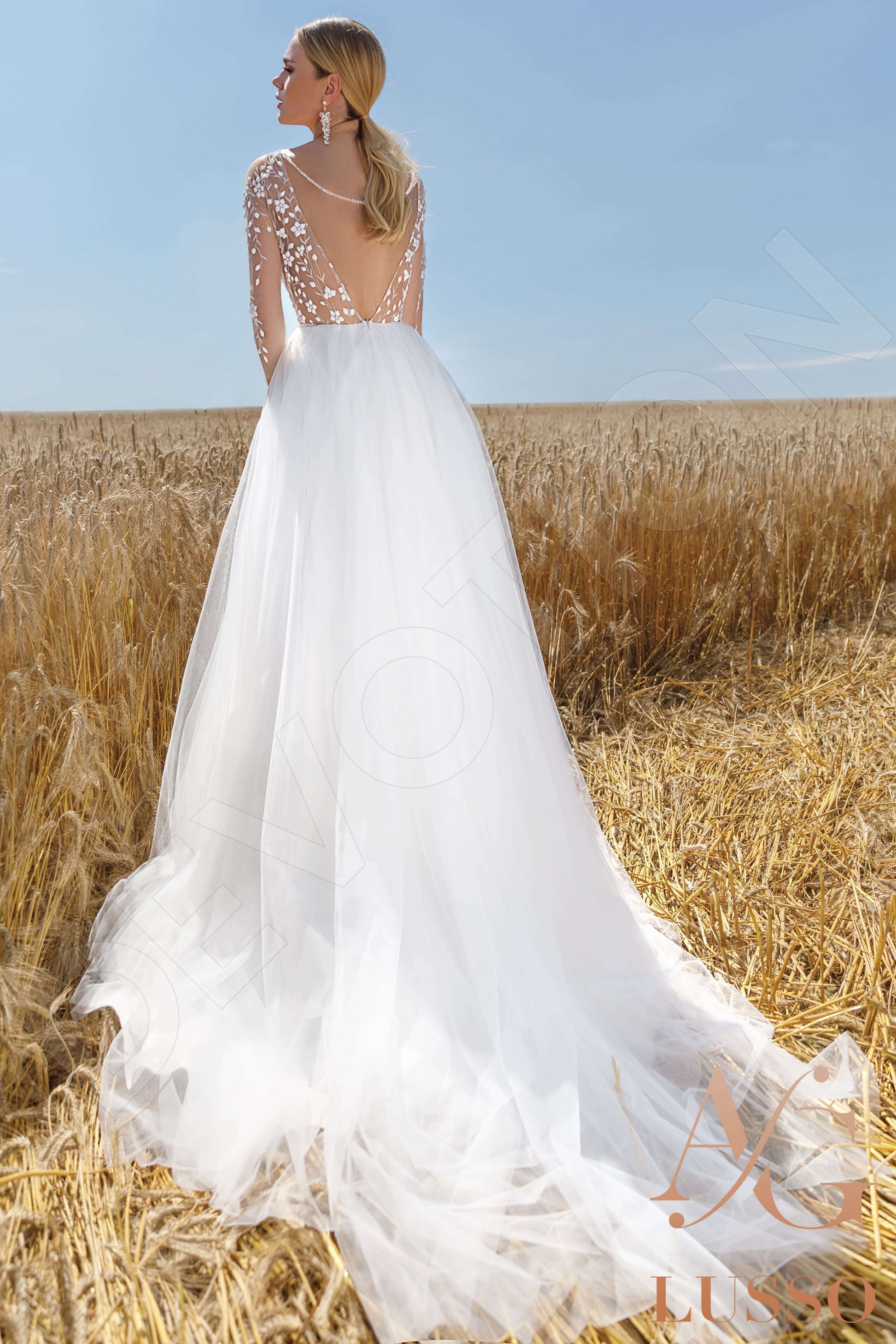 Aubrey A-line Illusion Ivory Wedding dress