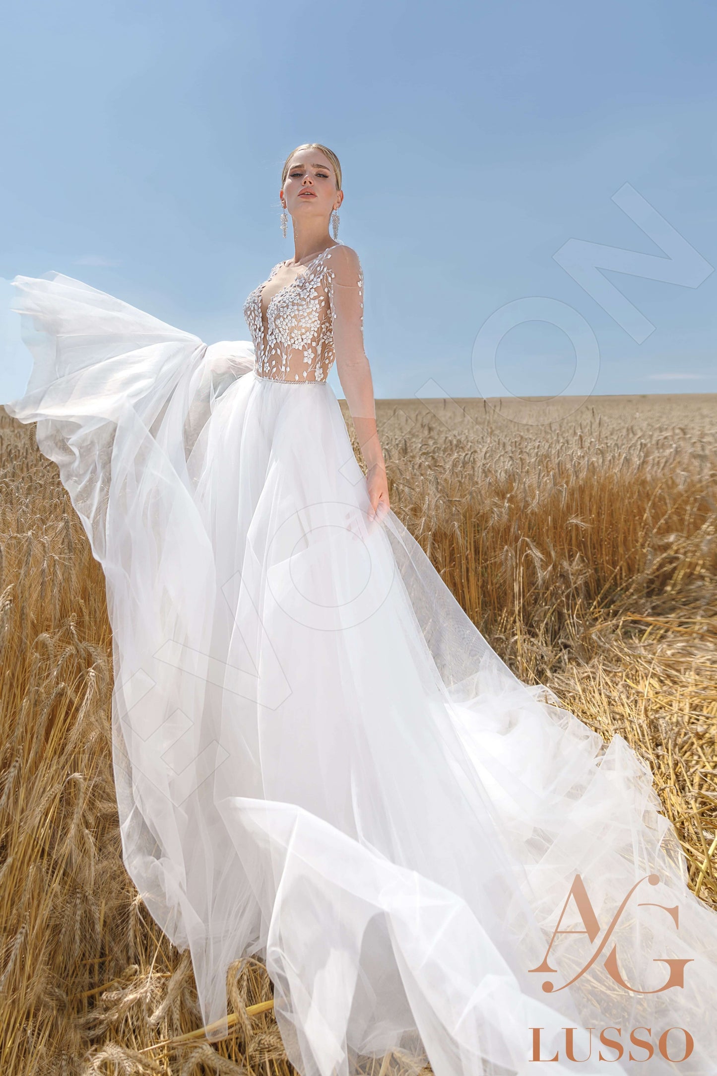 Aubrey Open back A-line Long sleeve Wedding Dress 4