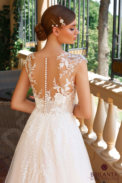 Aminta Full back A-line Short/ Cap sleeve Wedding Dress 3