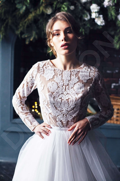 Mellisa Full back A-line Long sleeve Wedding Dress 5