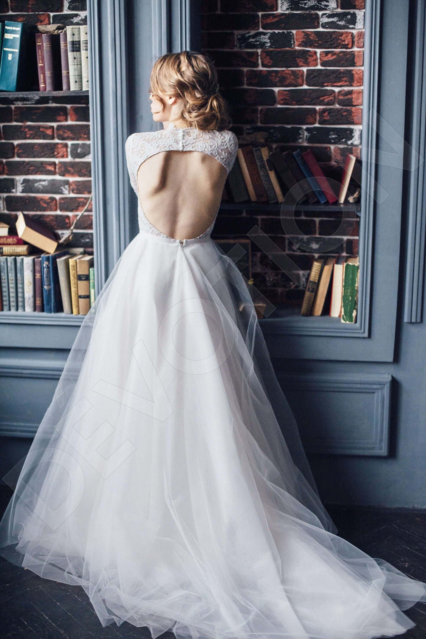 Katelynn Open back A-line Long sleeve Wedding Dress Back