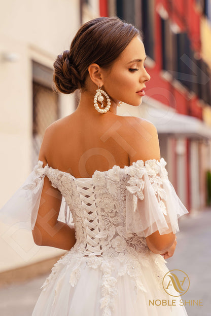 Constancia Open back A-line Short/ Cap sleeve Wedding Dress 3