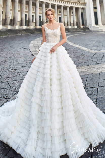 Esteria Open back A-line Sleeveless Wedding Dress Front
