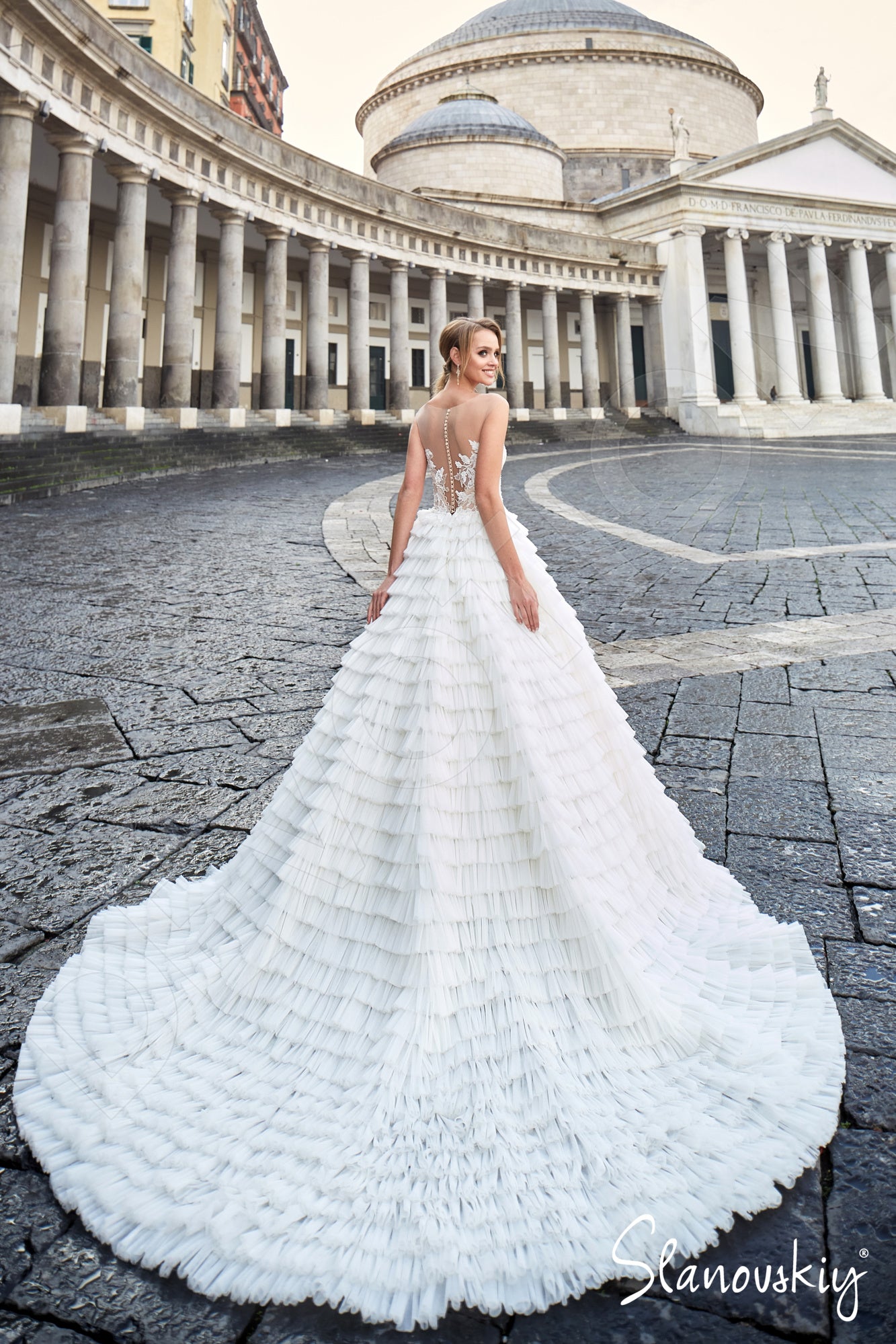 Esteria A-line Illusion Nude Powder Wedding dress