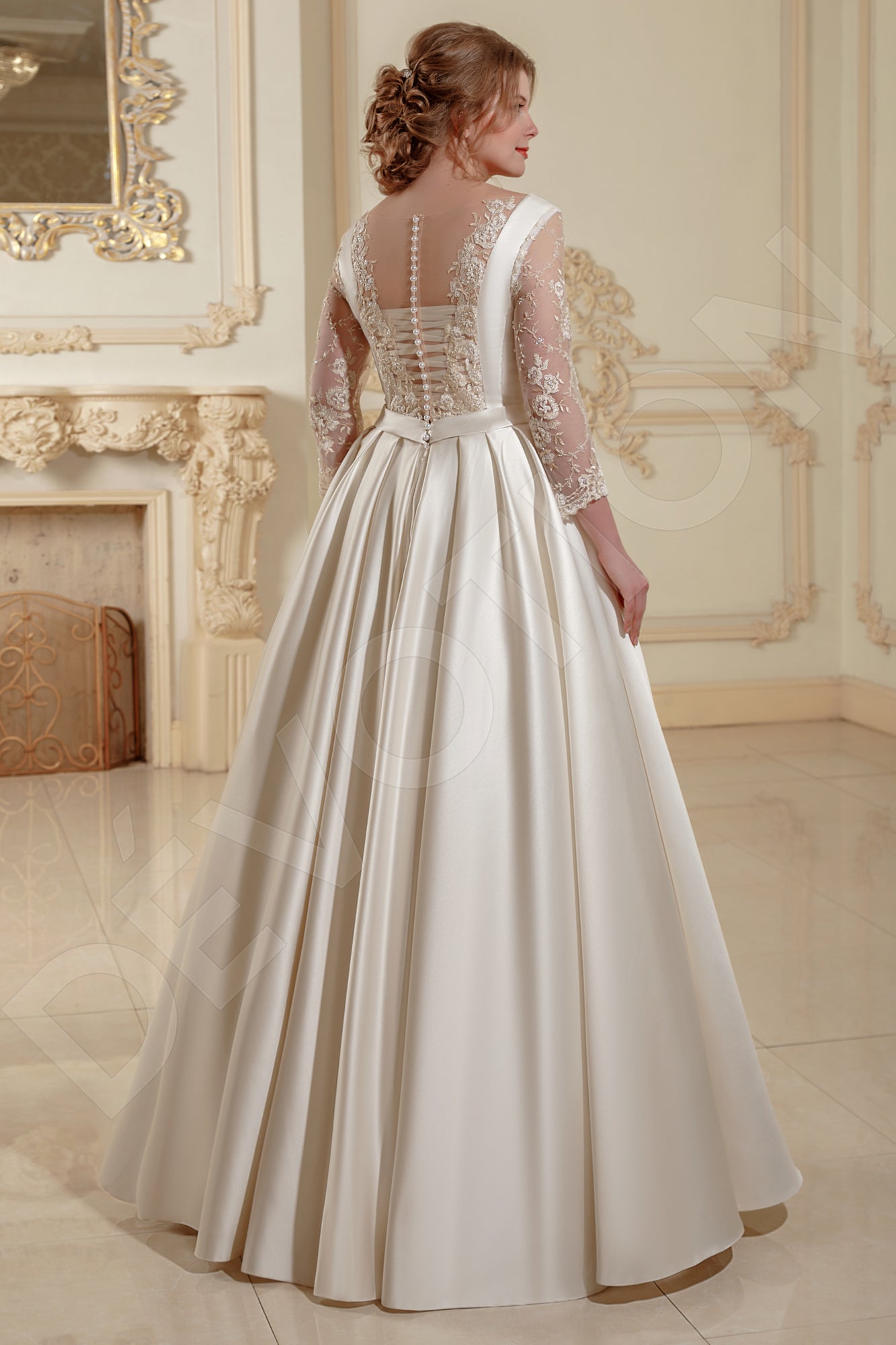 Izabella A-line Queen Anne Ivory Wedding dress