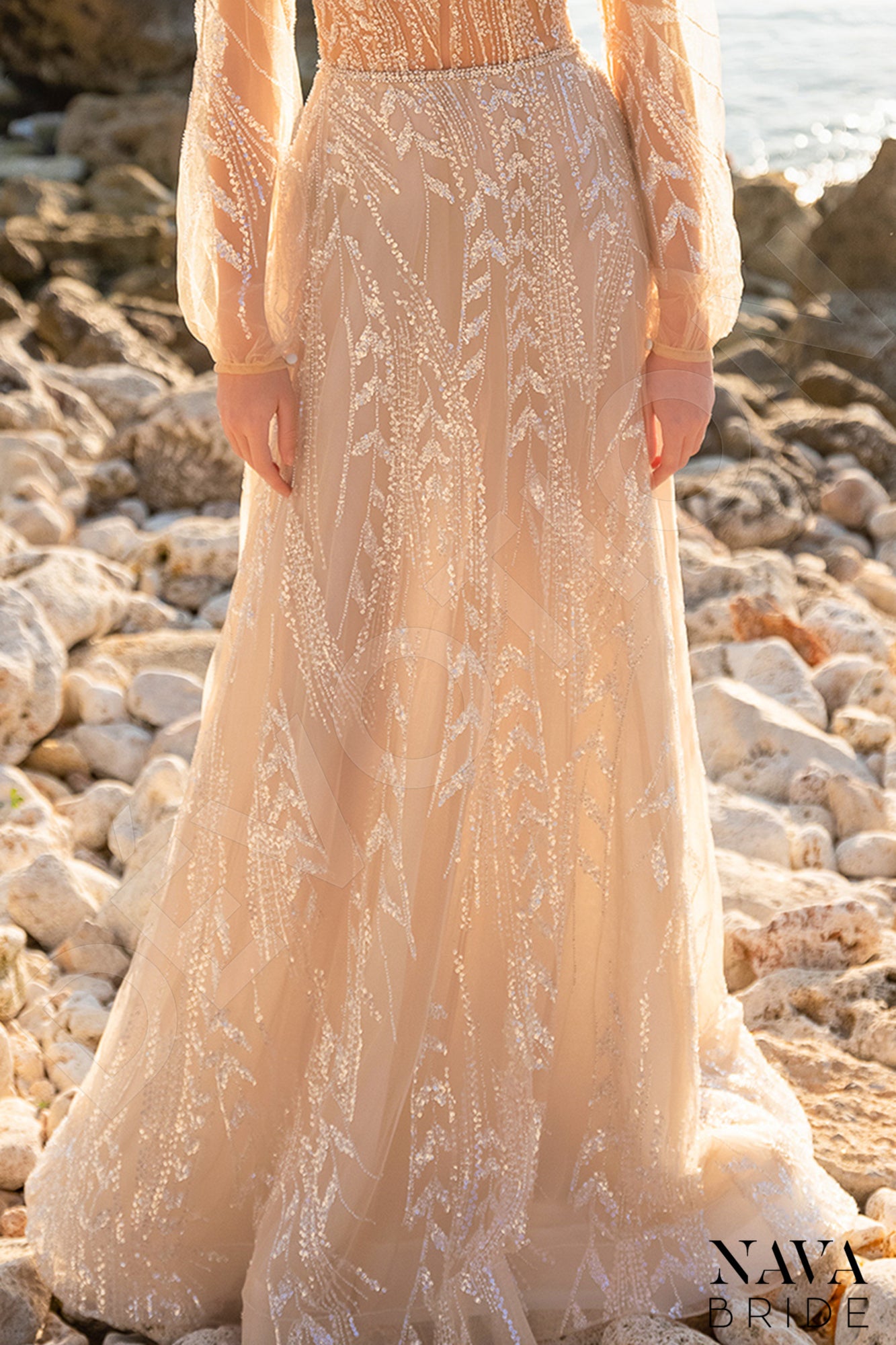 Emanuela Open back A-line Long sleeve Wedding Dress 6