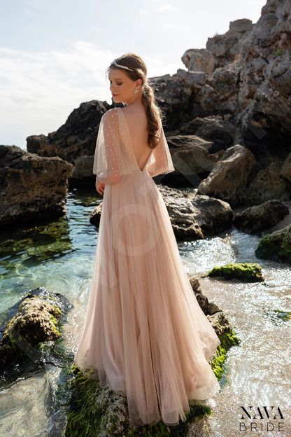 Marsella Open back A-line Half sleeve Wedding Dress Back