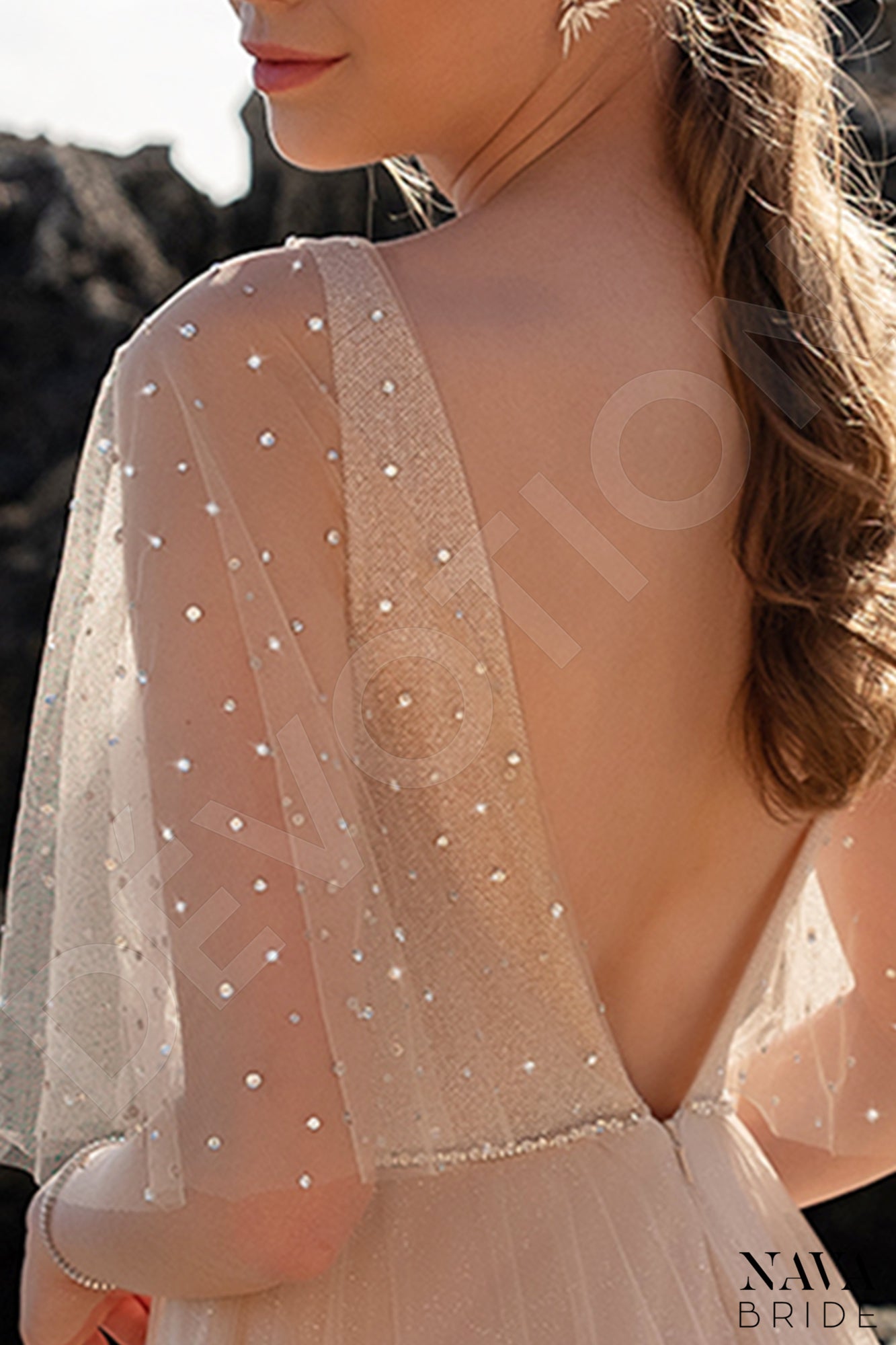Marsella Open back A-line Half sleeve Wedding Dress 4