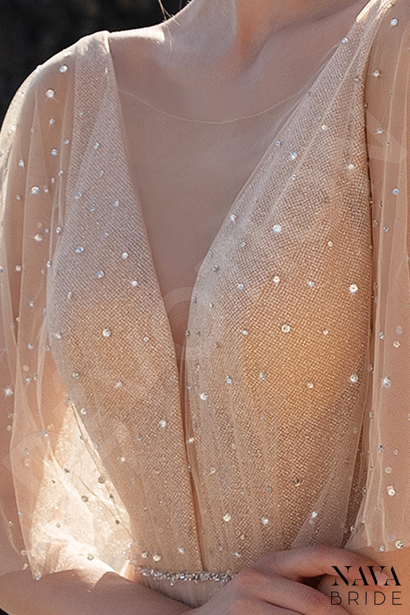 Marsella Open back A-line Half sleeve Wedding Dress 5