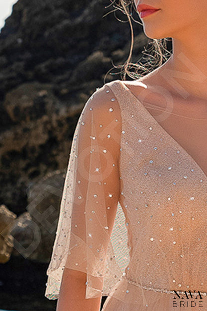 Marsella Open back A-line Half sleeve Wedding Dress 6