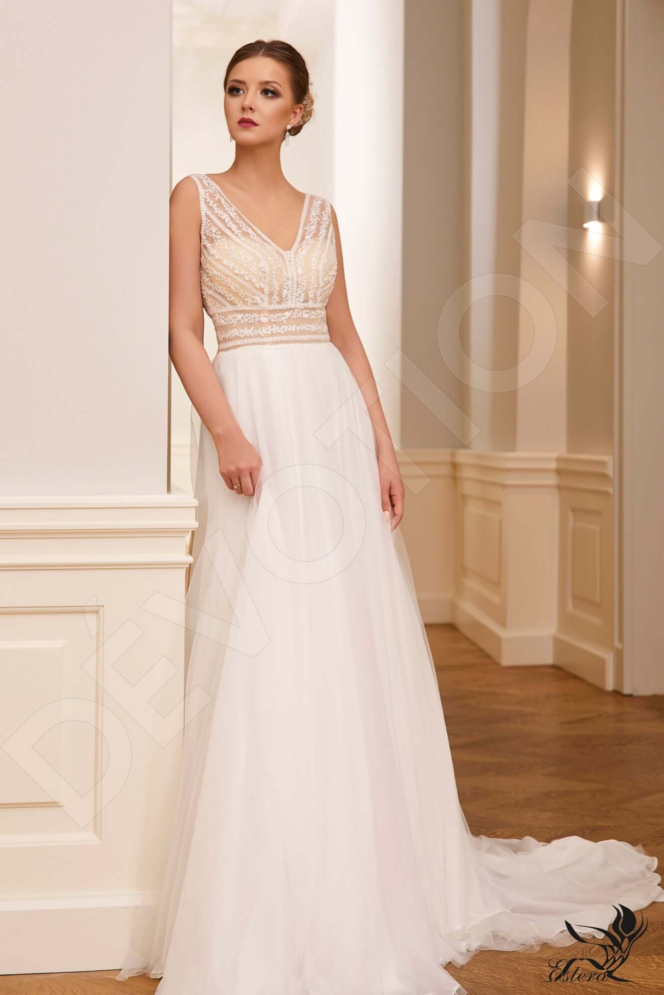Abir Open back A-line Sleeveless Wedding Dress Front