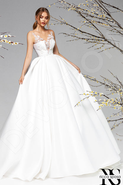 Camomilla Illusion back Princess/Ball Gown Sleeveless Wedding Dress Front