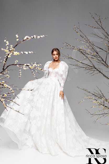 Dalia Open back A-line Detachable sleeves Wedding Dress 7