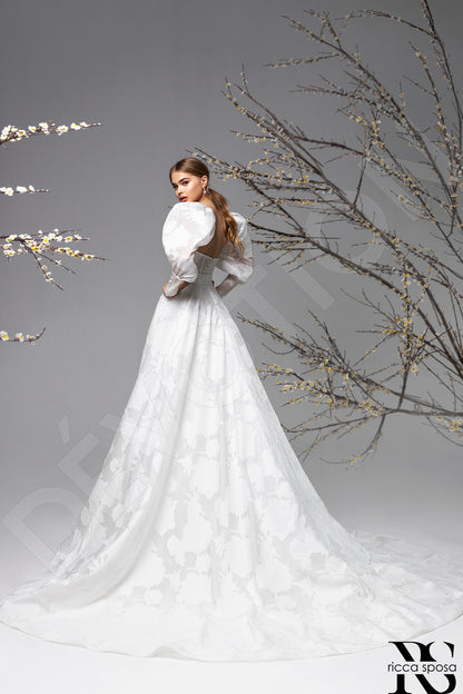 Dalia Open back A-line Detachable sleeves Wedding Dress Back