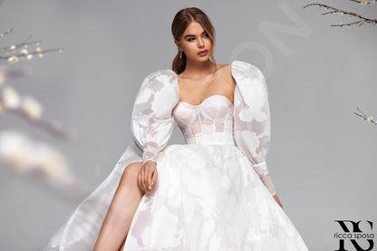 Dalia Open back A-line Detachable sleeves Wedding Dress 8