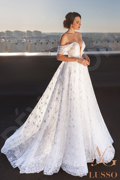 Kiley Illusion back A-line Detachable sleeves Wedding Dress 4