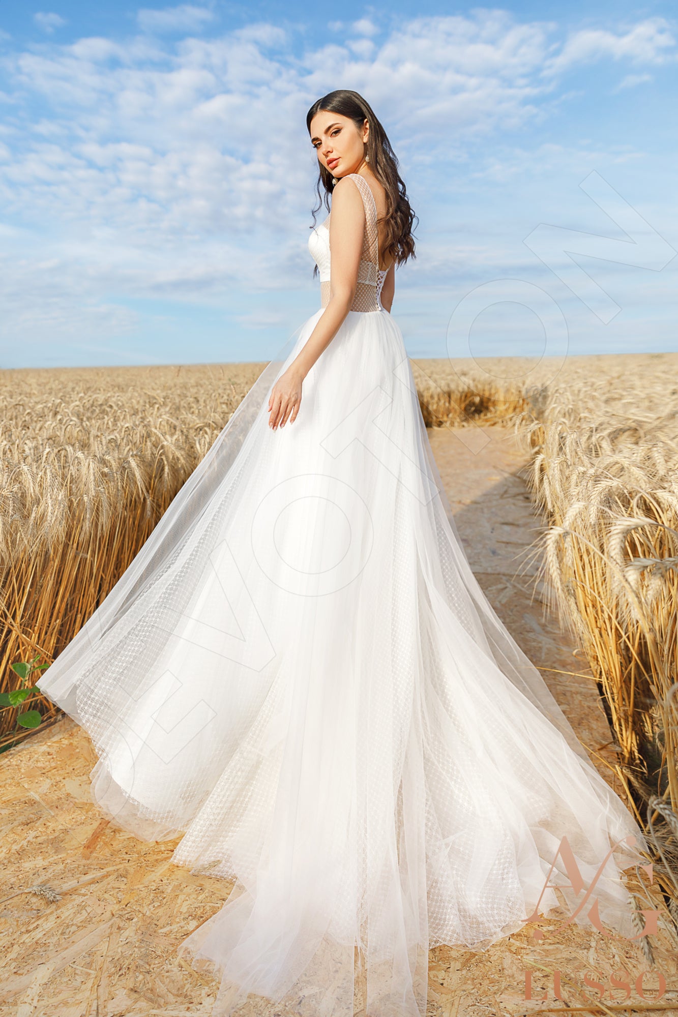 Annabelia Open back A-line Sleeveless Wedding Dress Back