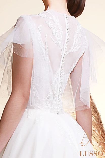 Marlowe Full back A-line Short/ Cap sleeve Wedding Dress 5