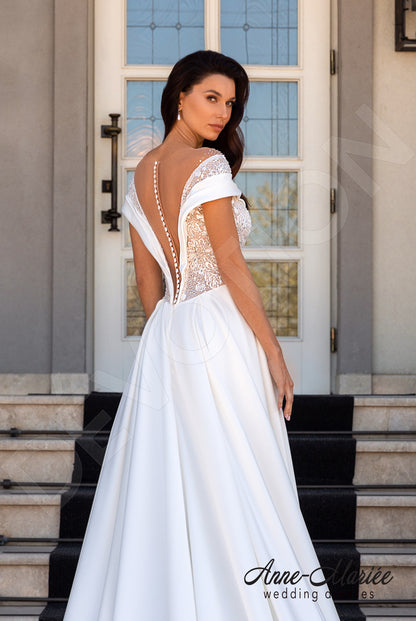 Ewet Illusion back A-line Short/ Cap sleeve Wedding Dress 3