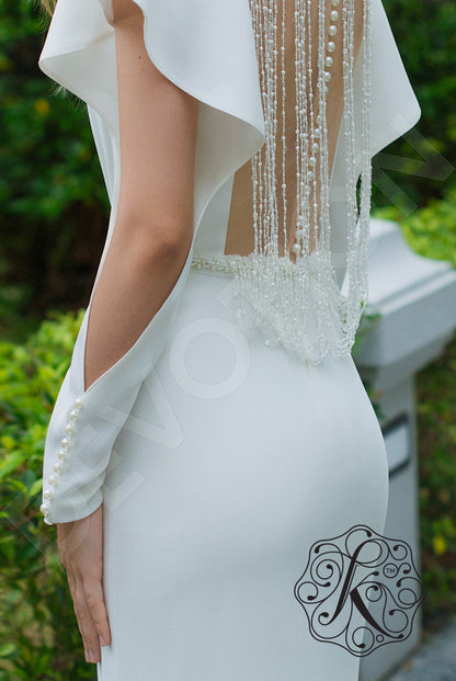 Djiansi Illusion back Trumpet/Mermaid Long sleeve Wedding Dress 7