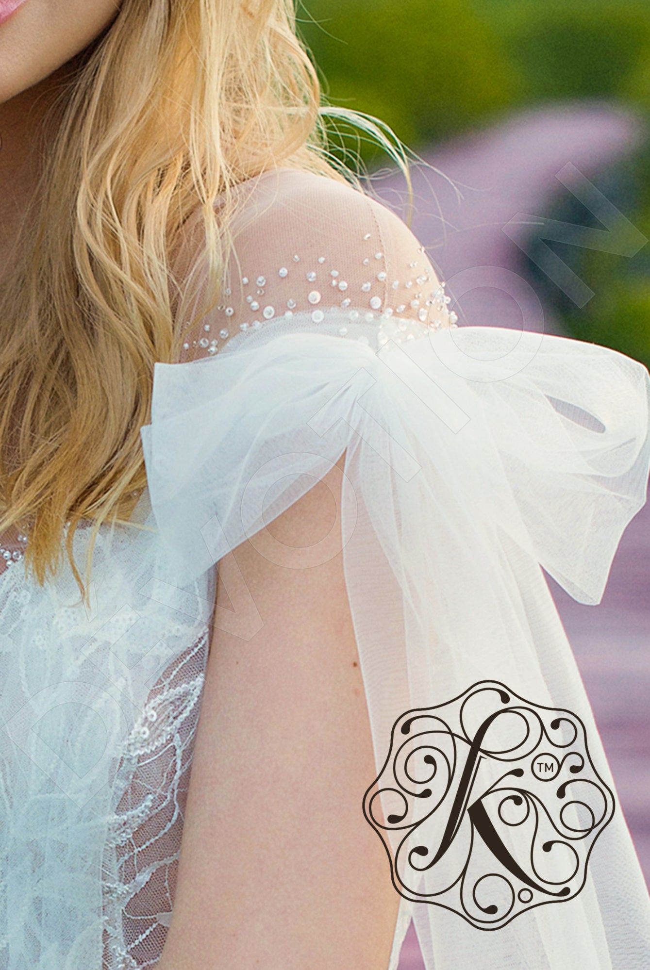 Elary Illusion back A-line Short/ Cap sleeve Wedding Dress 7