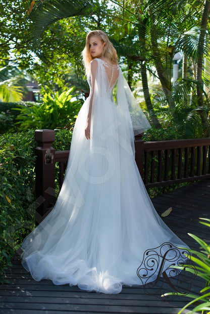 Evria Illusion back A-line Sleeveless Wedding Dress Back