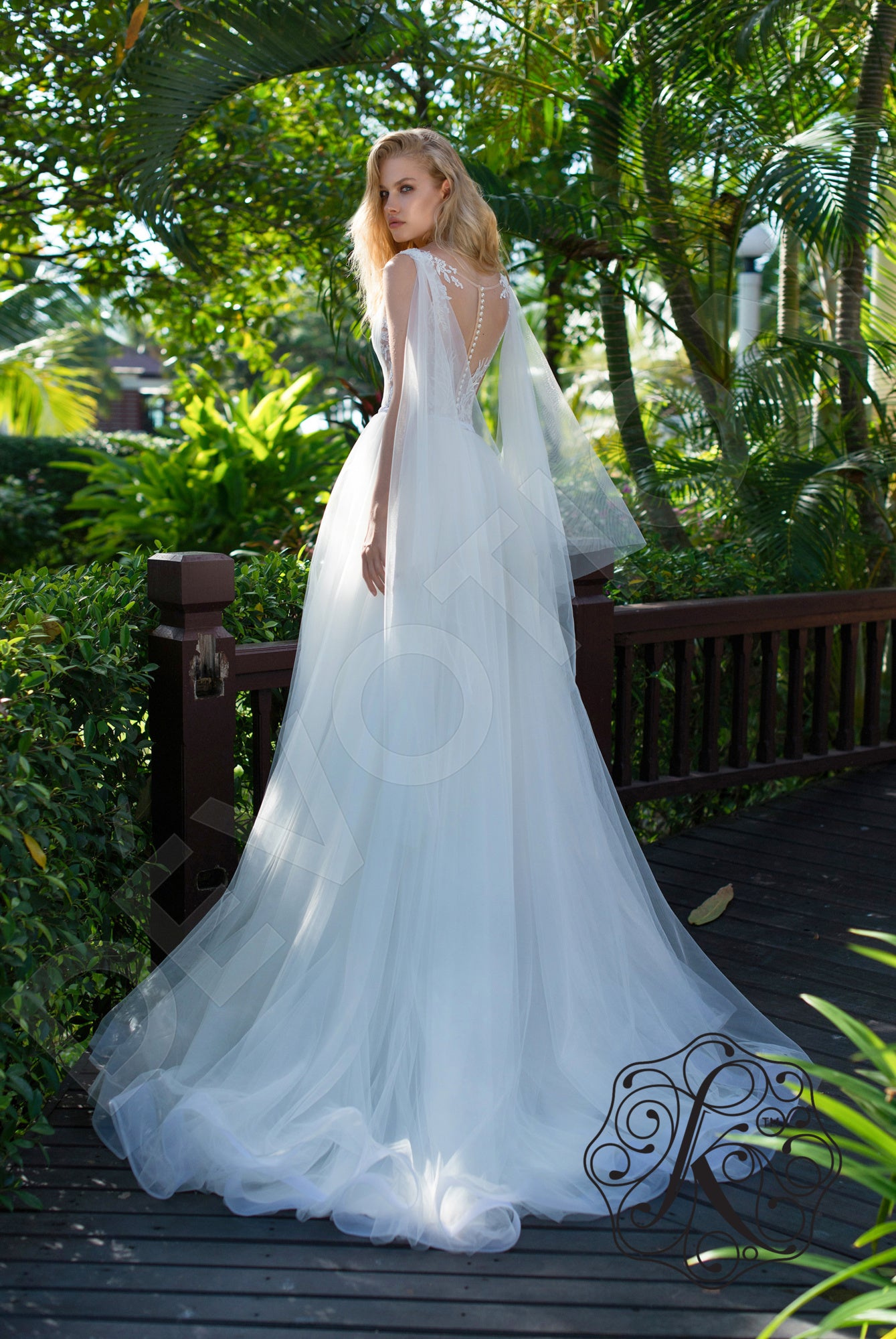 Evria A-line Illusion Milk Wedding dress