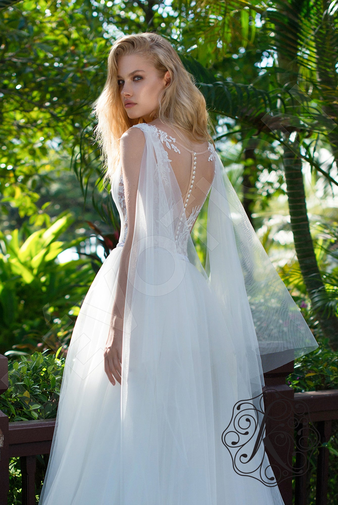Evria Illusion back A-line Sleeveless Wedding Dress 4