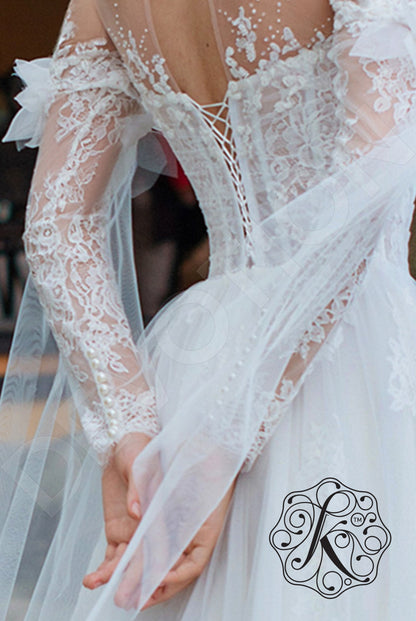 Flamenca Illusion back A-line Long sleeve Wedding Dress 7
