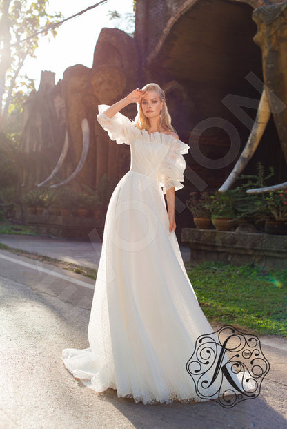 Lidiana Illusion back A-line 3/4 sleeve Wedding Dress 6
