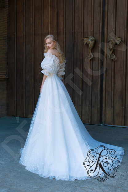 Lidiana Illusion back A-line 3/4 sleeve Wedding Dress 4