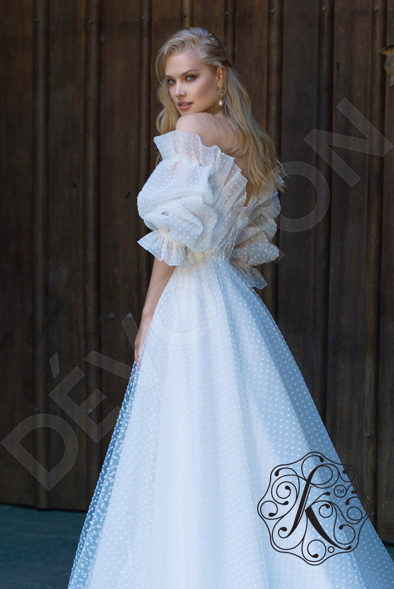 Lidiana Illusion back A-line 3/4 sleeve Wedding Dress 8