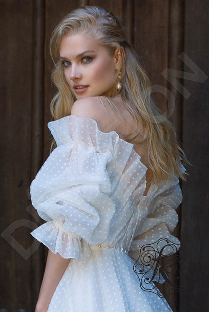 Lidiana Illusion back A-line 3/4 sleeve Wedding Dress 3