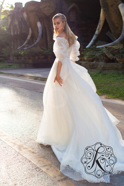 Lidiana Illusion back A-line 3/4 sleeve Wedding Dress 7