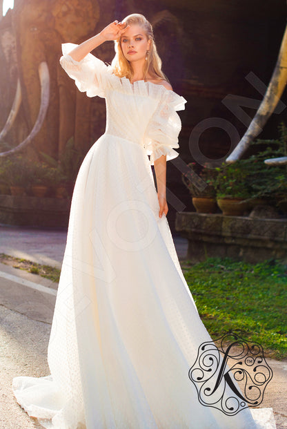 Lidiana Illusion back A-line 3/4 sleeve Wedding Dress Front