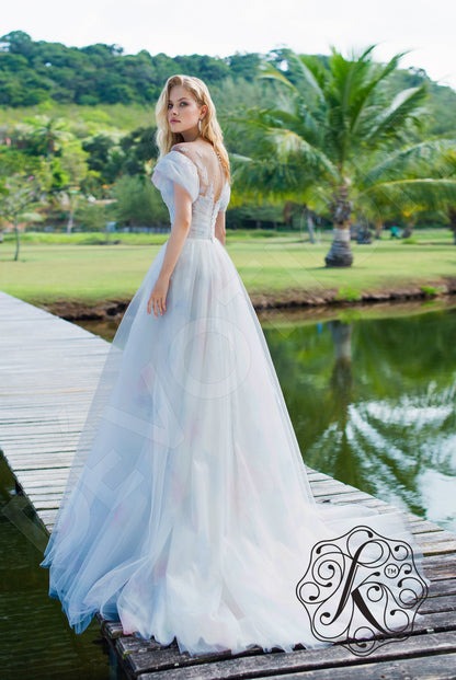 Nimfa Full back A-line Short/ Cap sleeve Wedding Dress Back