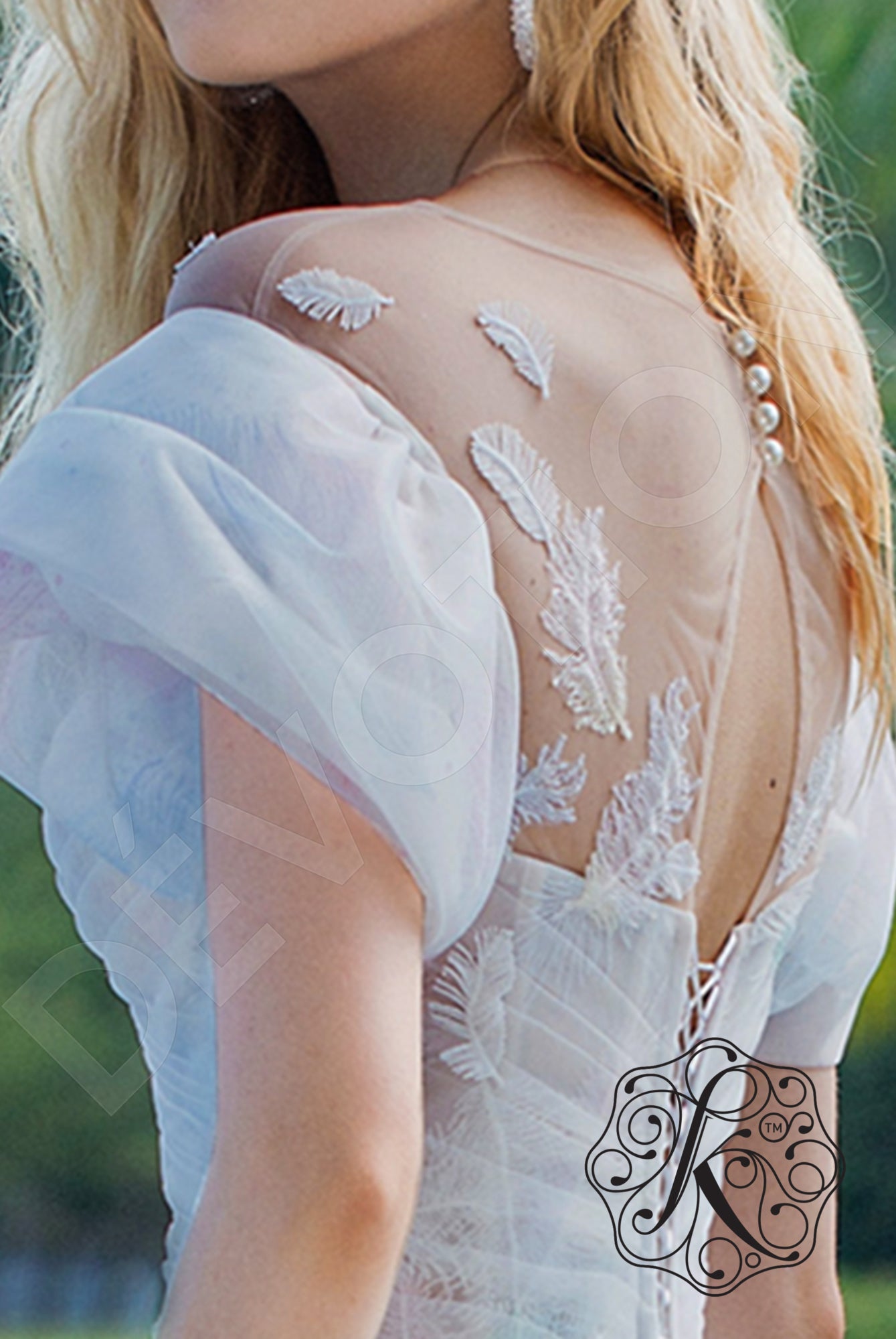 Nimfa Full back A-line Short/ Cap sleeve Wedding Dress 4
