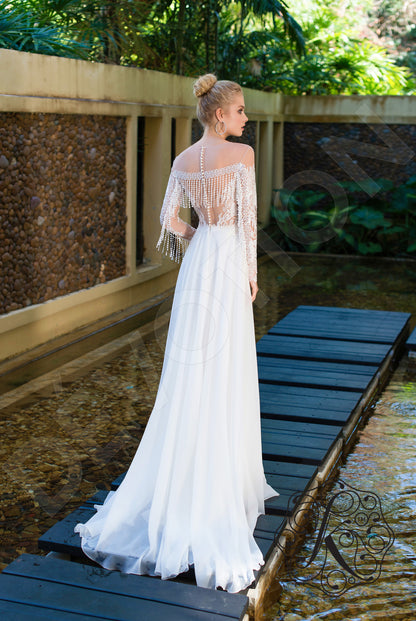 Patrisha Full back A-line Long sleeve Wedding Dress Back