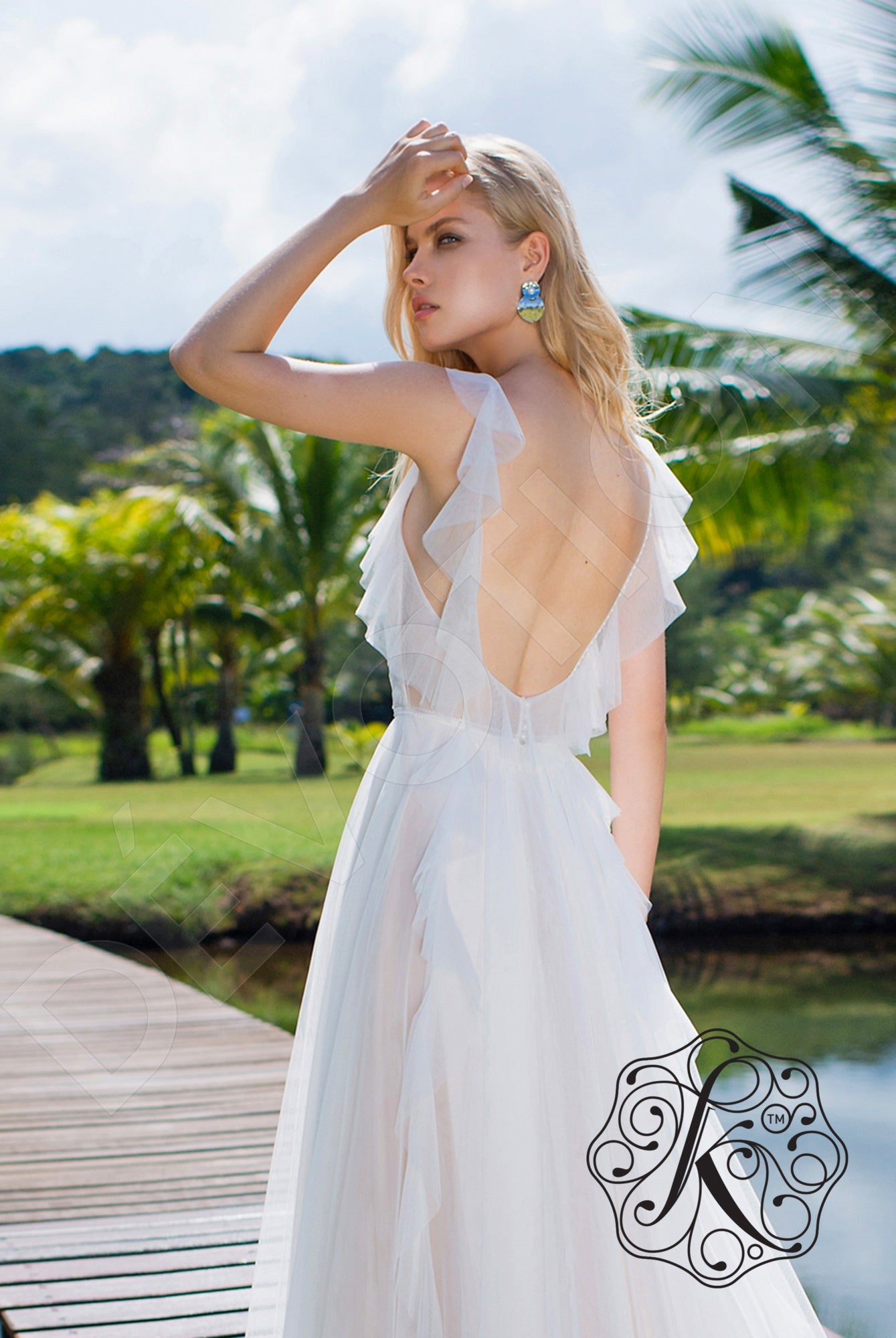 Viyra Open back A-line Straps Wedding Dress 7