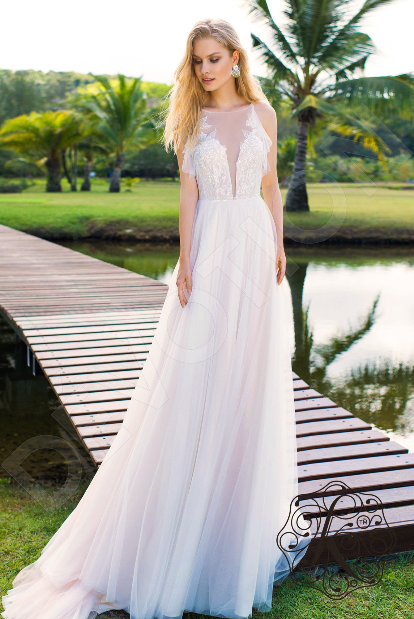 Viyra A-line Halter Milk Vanilla Wedding dress
