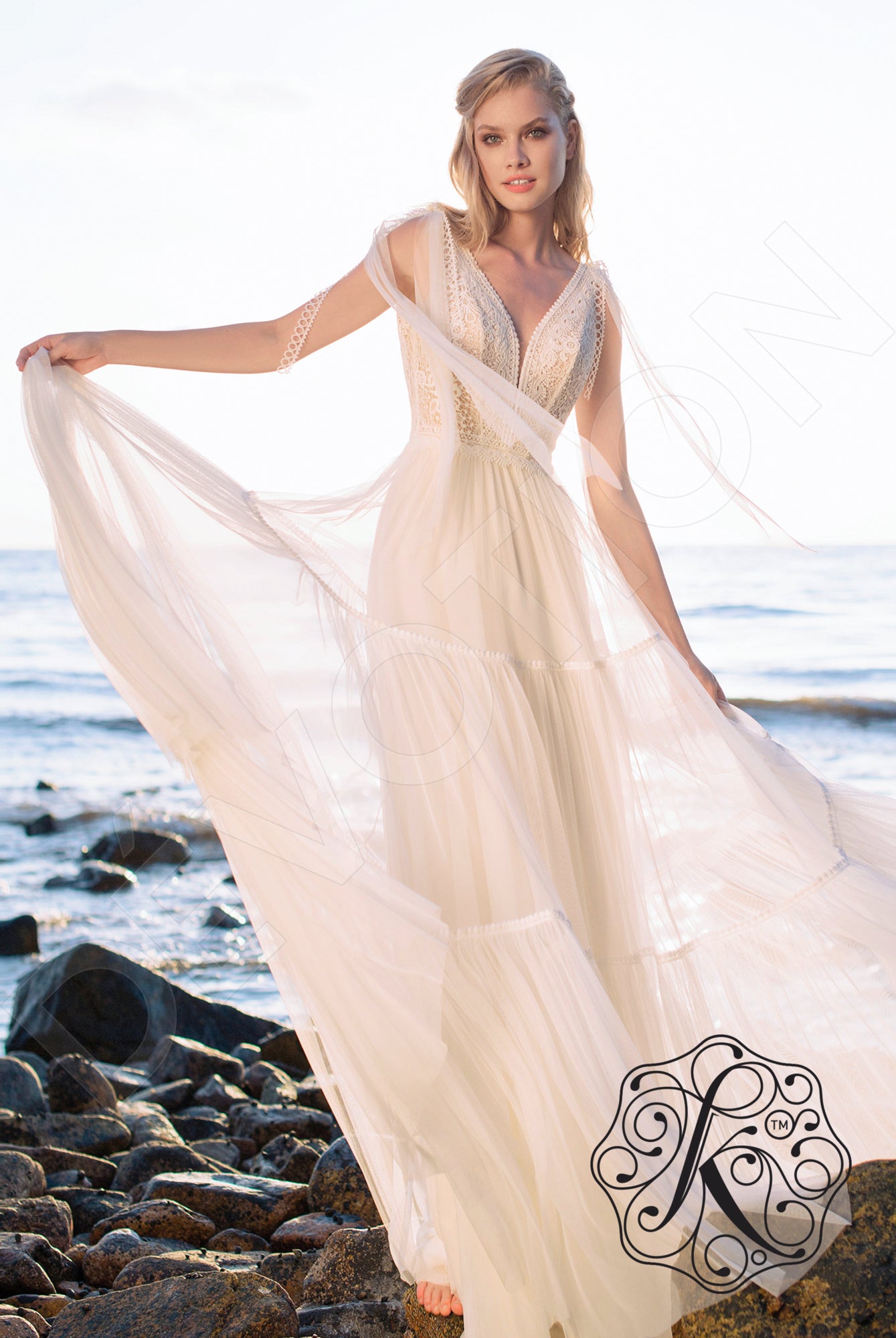 Angelica Open back A-line Sleeveless Wedding Dress Front
